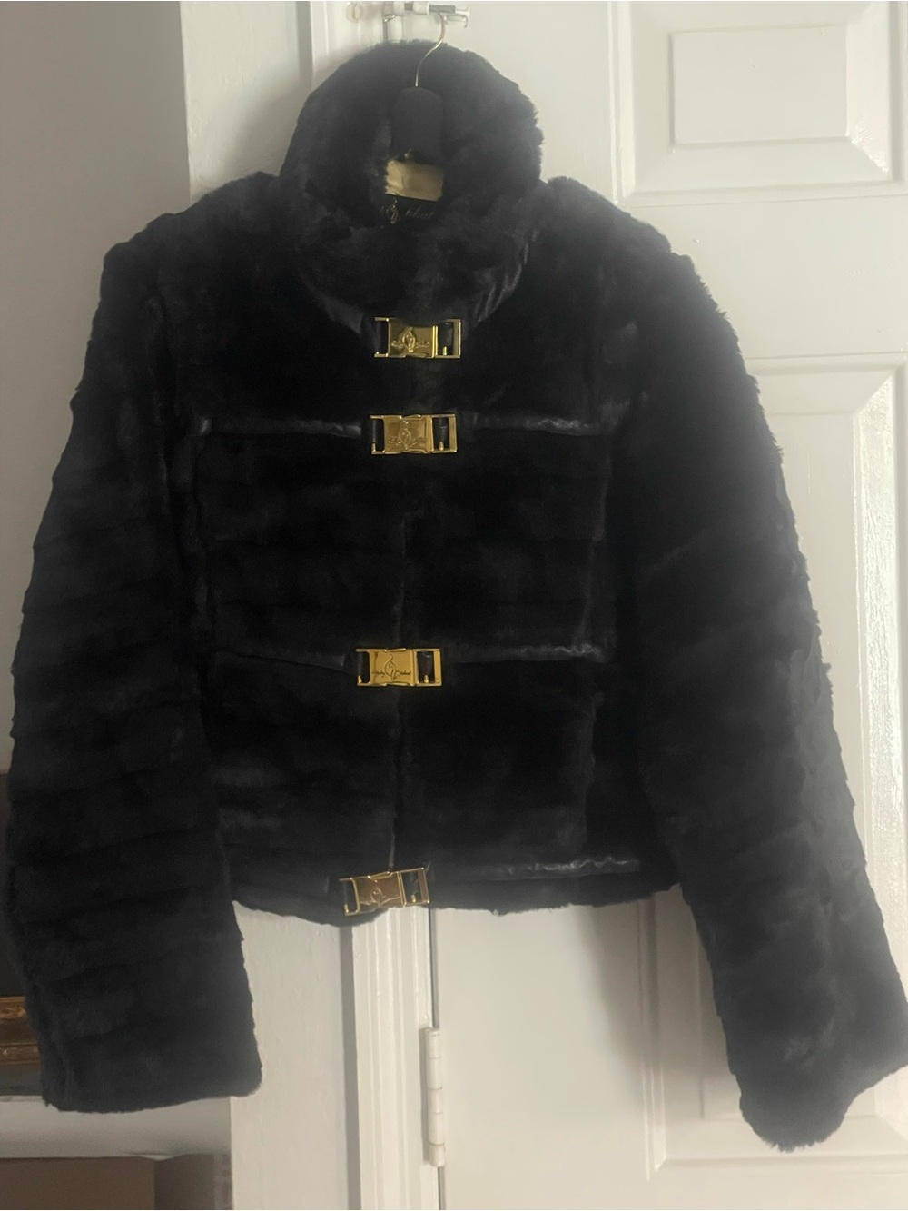 Original Kimora Lee Babyphat Vintage Early 2000’s Women’s Black Fur Coat
